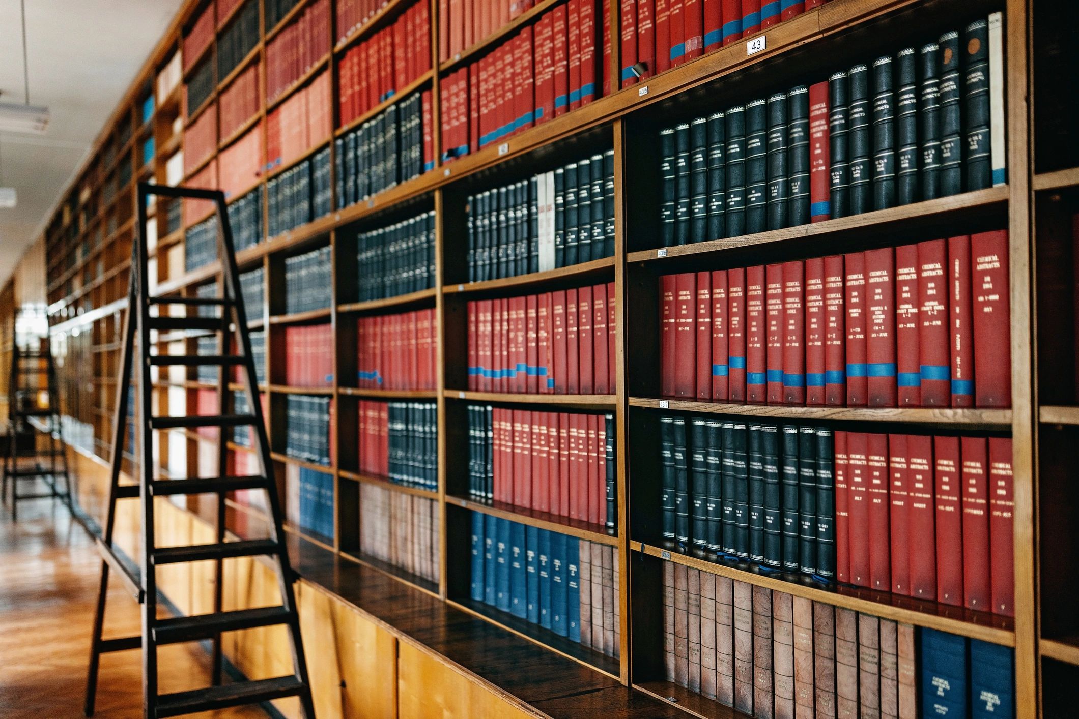 Bookshelves and study tables in a university library